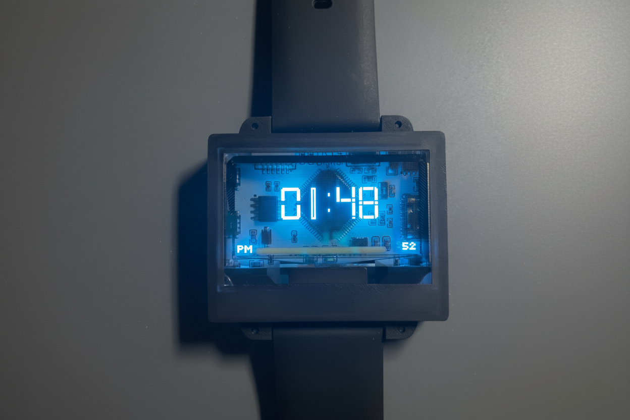 Digital watch with gray background