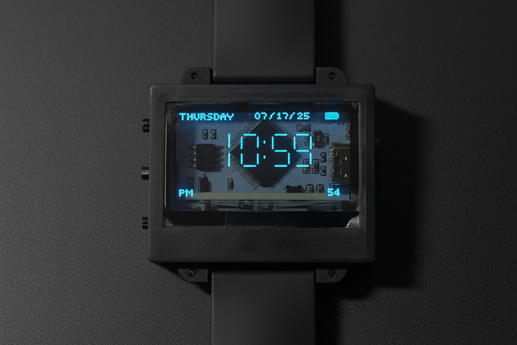 Transparent OLED Watch - Clean Dark Background