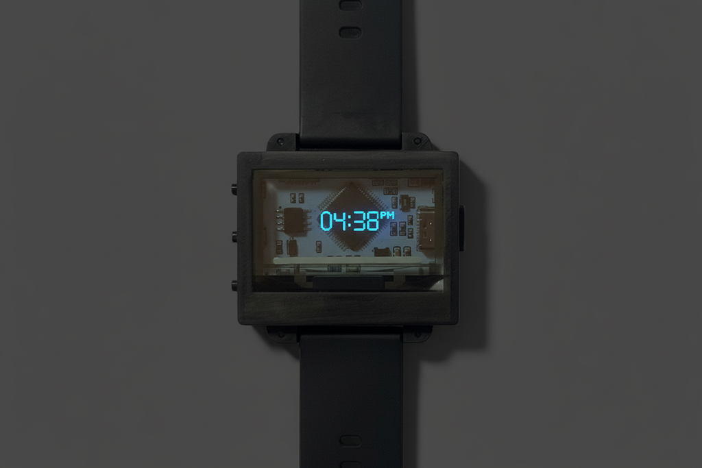 Transparent OLED Watch - Clean Dark Background