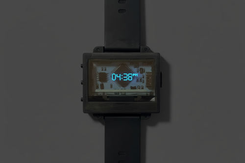 Transparent OLED Watch - Clean Dark Background